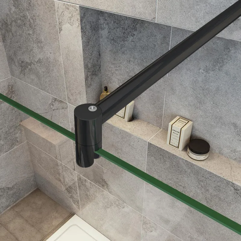 Océan Paroi de douche noire avec volet pivotant 30 / 40 cm modèle d' Itaroi avec une barre extensible 70-120cm