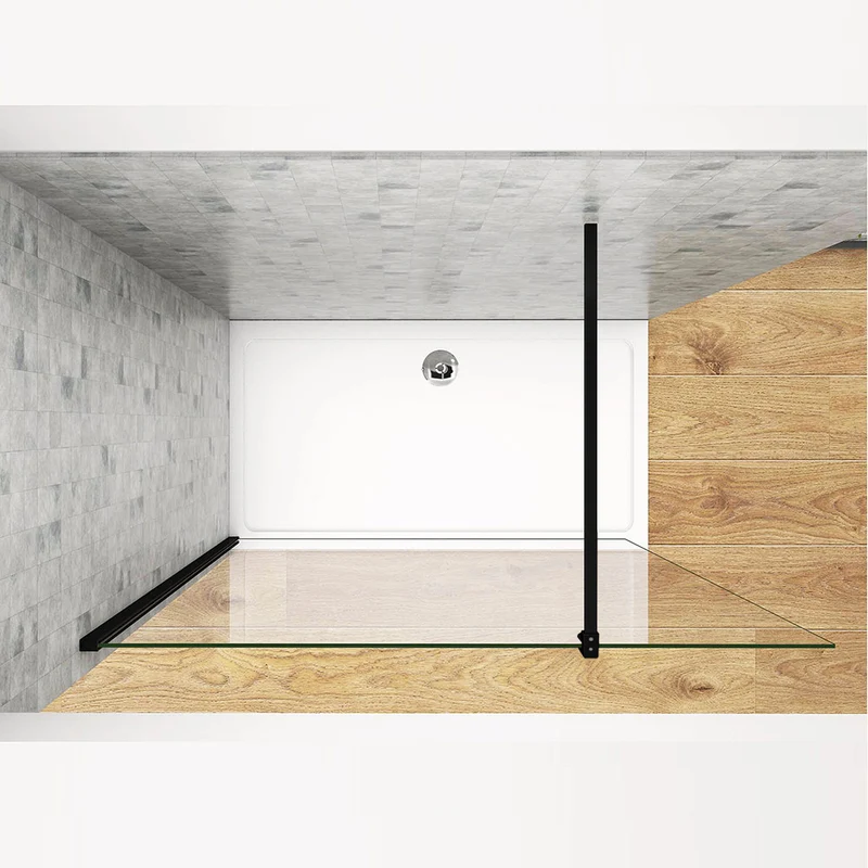Océan Paroi de douche noire 50-160 x200cm profité noir et barre de stabilisation 140cm