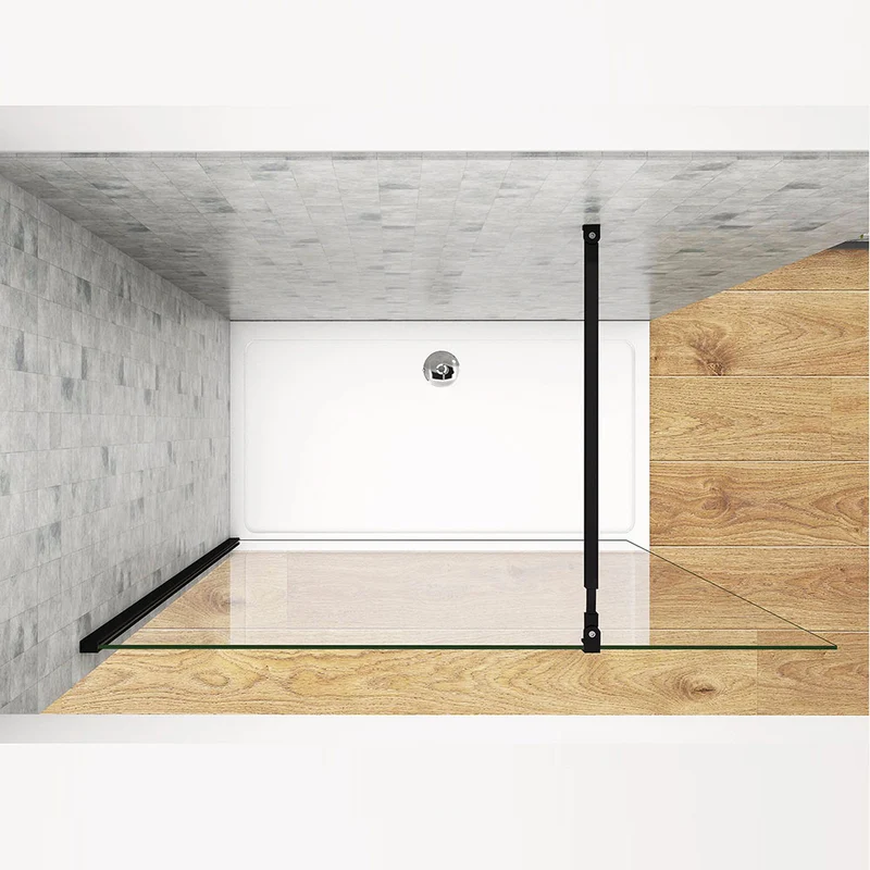 Océan Paroi de douche noire 50-160 x200cm profilé noir et 8mm anti-calcaire