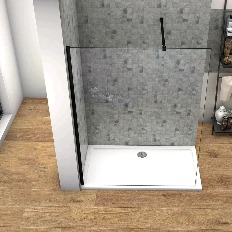 Océan Paroi de douche noire 50-160 x200cm profilé noir et 8mm anti-calcaire