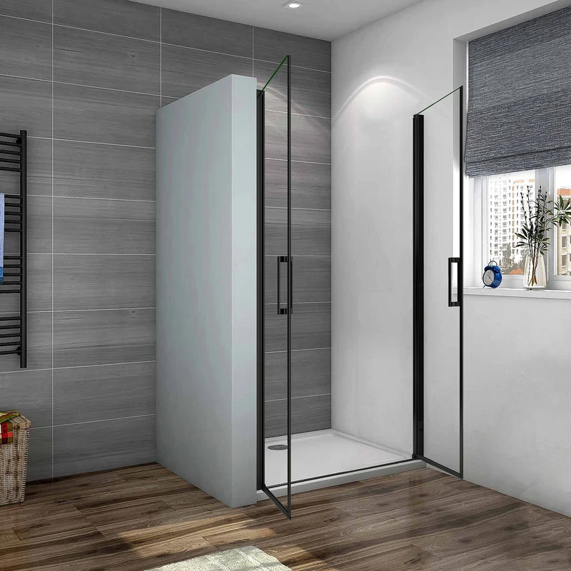 Océan Porte de douche battante noire 80 / 90 / 100x200cm profité noir et 8mm anti-calcaire