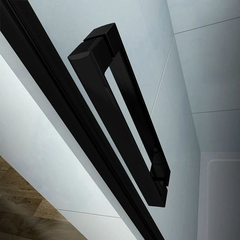 Océan Porte de douche pivotante noire 80 / 90 / 100 x 200cm profité noir et 8mm anti-calcaire