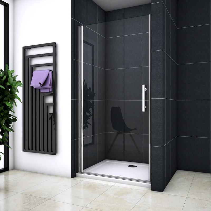 Océan Porte de douche pivotante installation en niche avec 6mm verre anti-calcaire