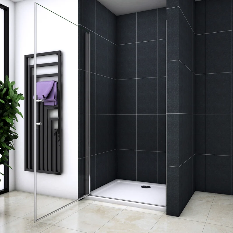Océan Porte de douche pivotante installation en niche avec 6mm verre anti-calcaire