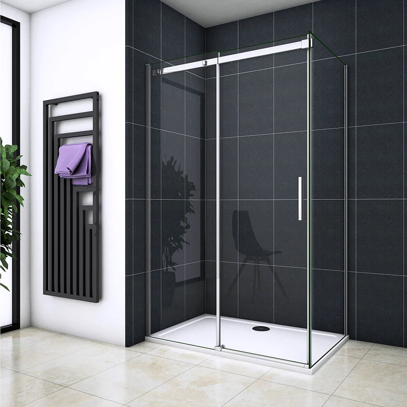 Océan Cabine de douche 110-140 x 70-90 x195cm porte de douche coulissante en verre anti-calcaire