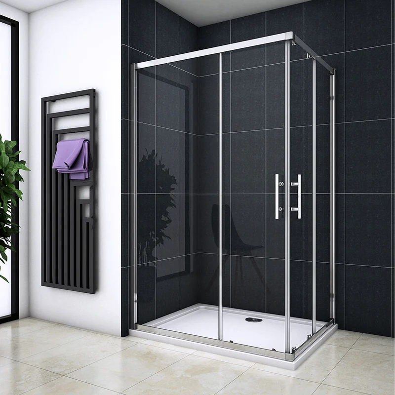Cabine de douche 195cm en 6mm verre anticalcaire porte de douche coulissante l'accès d'angle