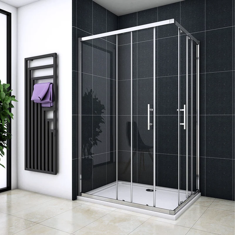 Cabine de douche 195cm en 6mm verre anticalcaire porte de douche coulissante l'accès d'angle