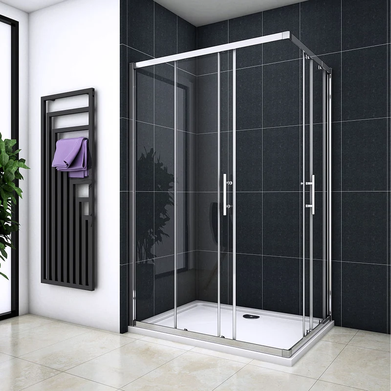 Cabine de douche 195cm en 6mm verre anticalcaire porte de douche coulissante l'accès d'angle