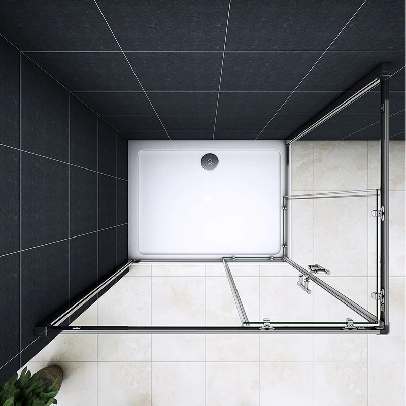 Cabine de douche 195cm en 6mm verre anticalcaire porte de douche coulissante l'accès d'angle