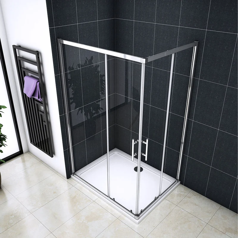 Cabine de douche 195cm en 6mm verre anticalcaire porte de douche coulissante l'accès d'angle