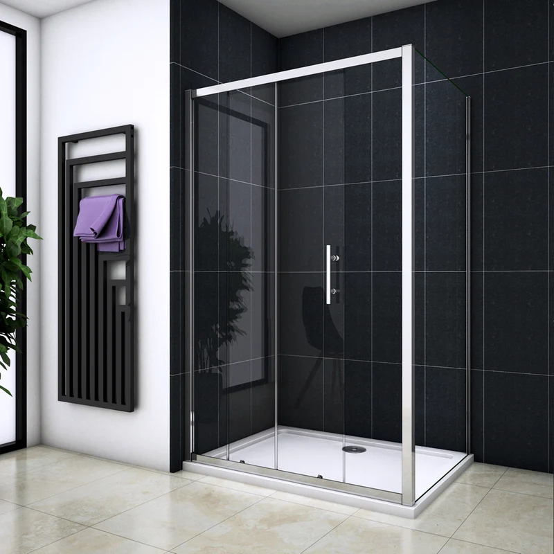 Cabine de douche 100-130 x 70-90 x 190cm porte de douche + paroi latérale