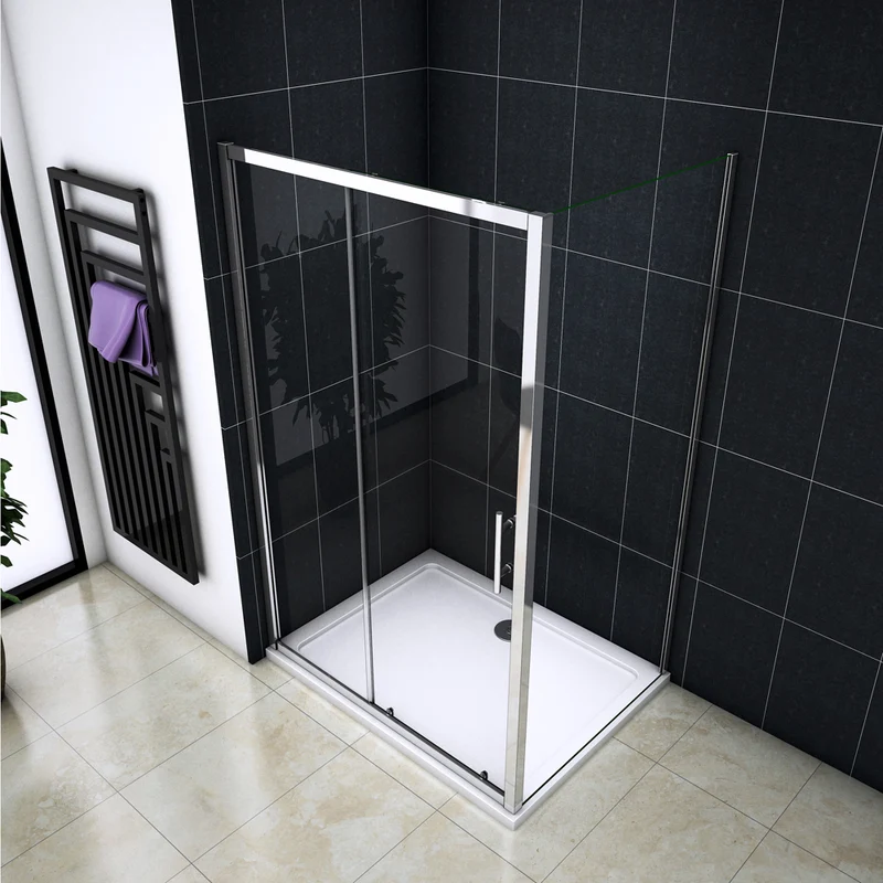 Cabine de douche 100-130 x 70-90 x 190cm porte de douche + paroi latérale