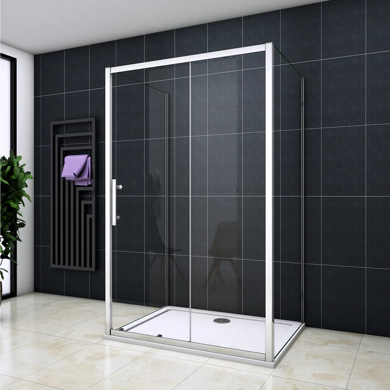 Cabine de douche en forme U une porte de douche coulissante et 2 parois laterales Océan