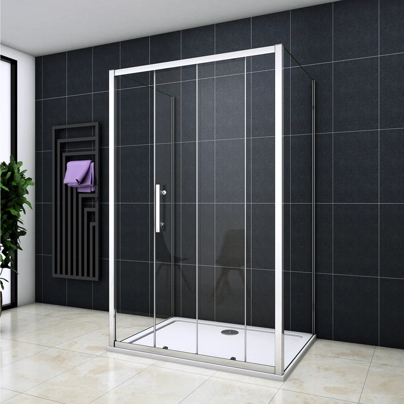 Cabine de douche en forme U une porte de douche coulissante et 2 parois laterales Océan