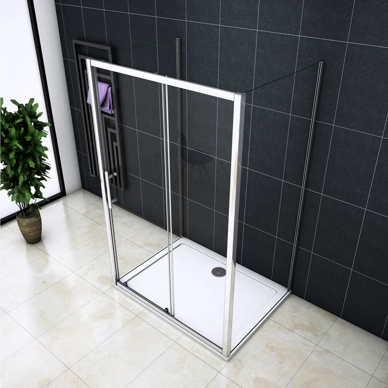 Cabine de douche en forme U une porte de douche coulissante et 2 parois laterales Océan