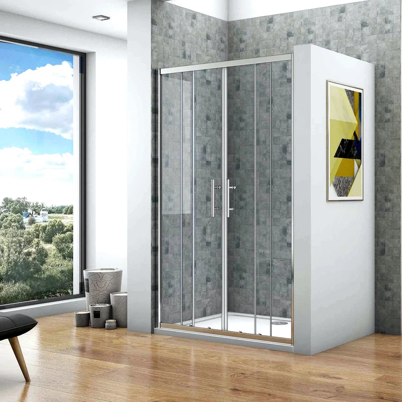 Porte de douche coulissante 140x190cm en niche l'accès au centre Océan