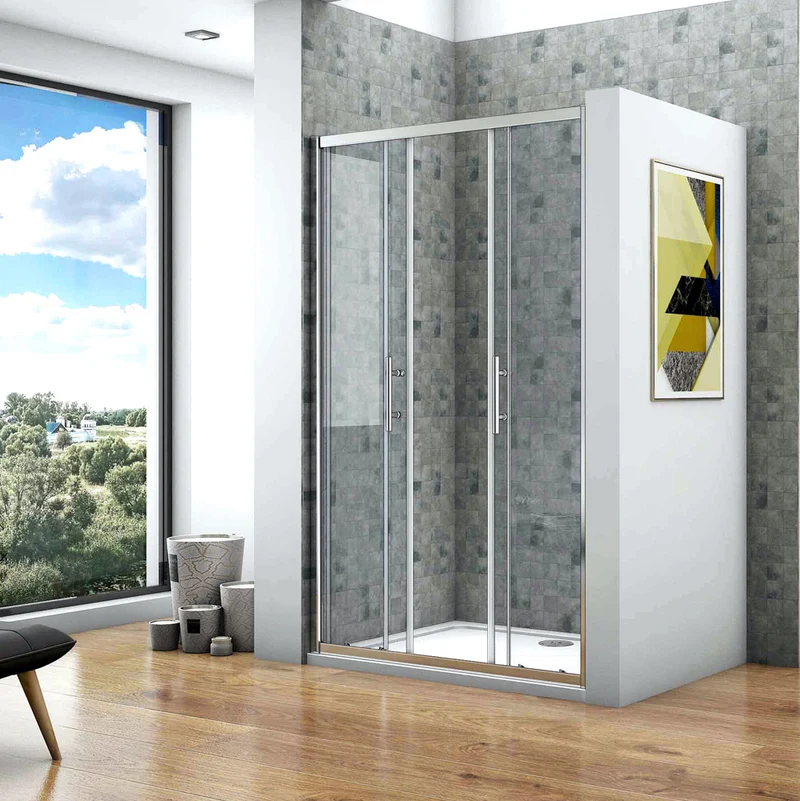 Porte de douche coulissante 140x190cm en niche l'accès au centre Océan