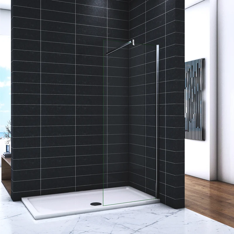Paroi de douche en 8mm verre avec vitrification nano (anticalcaire) livré avec une barre carrée 140cm