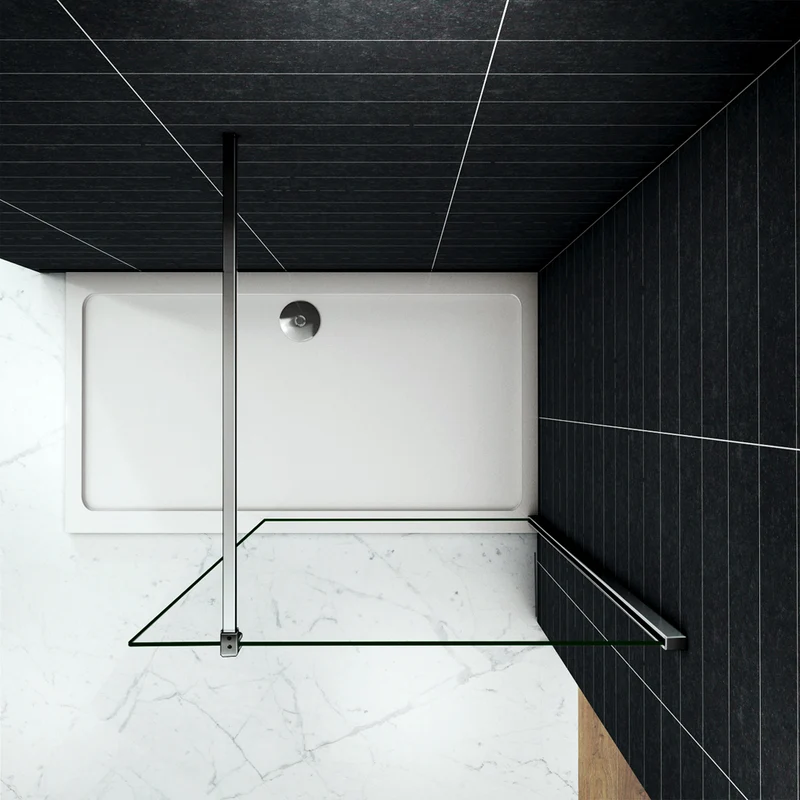 Paroi de douche en 8mm verre avec vitrification nano (anticalcaire) livré avec une barre carrée 140cm