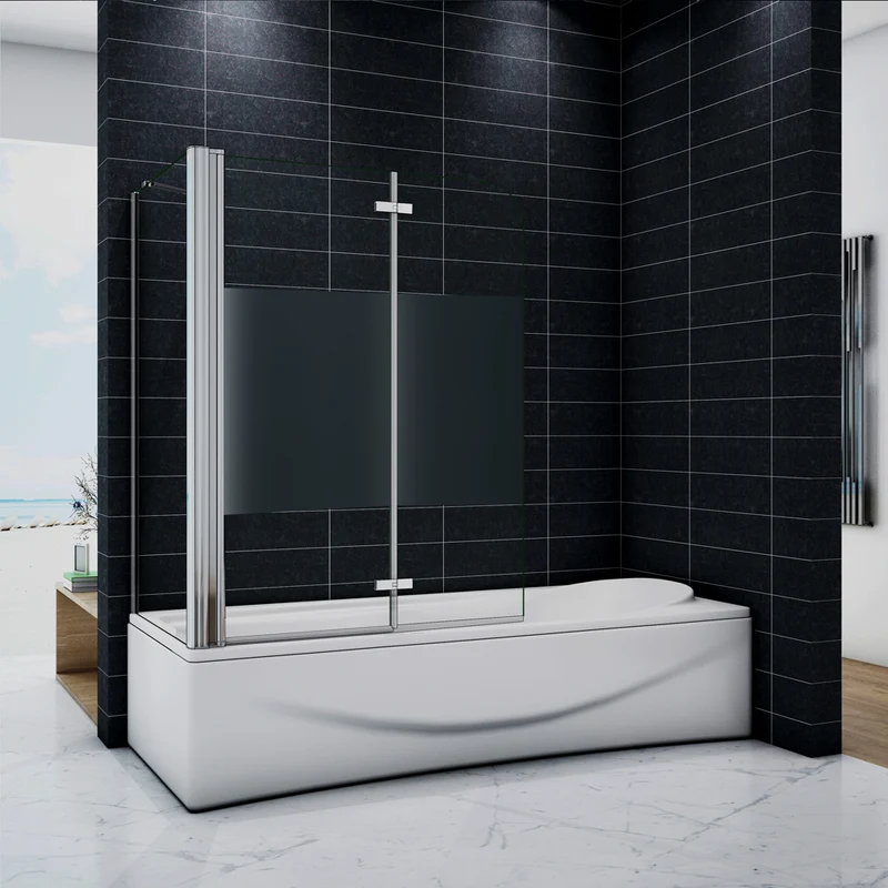 Pare-baignoire 90 / 100 / 120 x140cm et une paroi fixée 70 / 75 / 80 x140cm Océan écran de baignoire 6mm verre anticalcaire