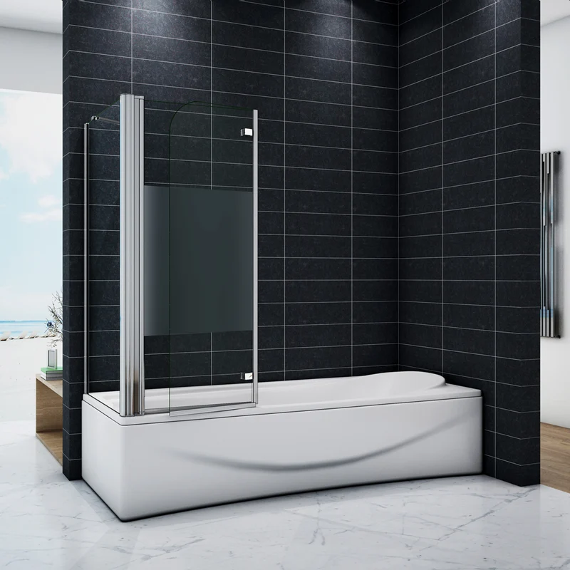 Pare-baignoire 90 / 100 / 120 x140cm et une paroi fixée 70 / 75 / 80 x140cm Océan écran de baignoire 6mm verre anticalcaire