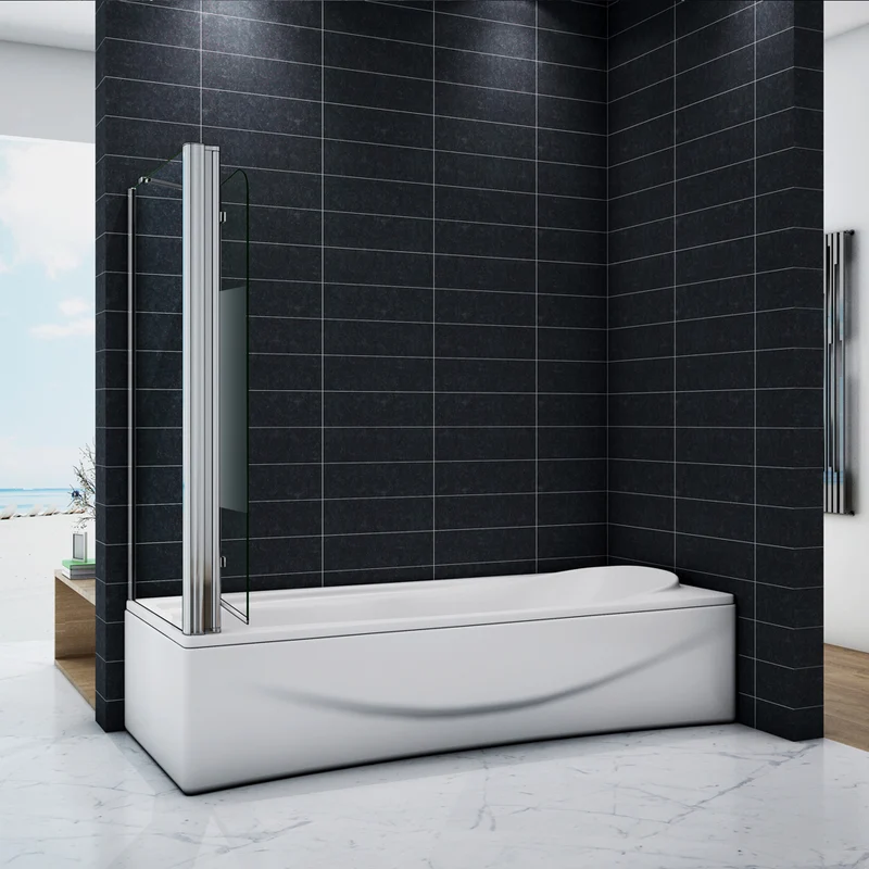 Pare-baignoire 90 / 100 / 120 x140cm et une paroi fixée 70 / 75 / 80 x140cm Océan écran de baignoire 6mm verre anticalcaire