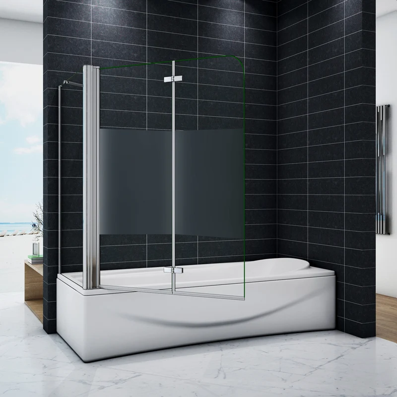 Pare-baignoire 90 / 100 / 120 x140cm et une paroi fixée 70 / 75 / 80 x140cm Océan écran de baignoire 6mm verre anticalcaire