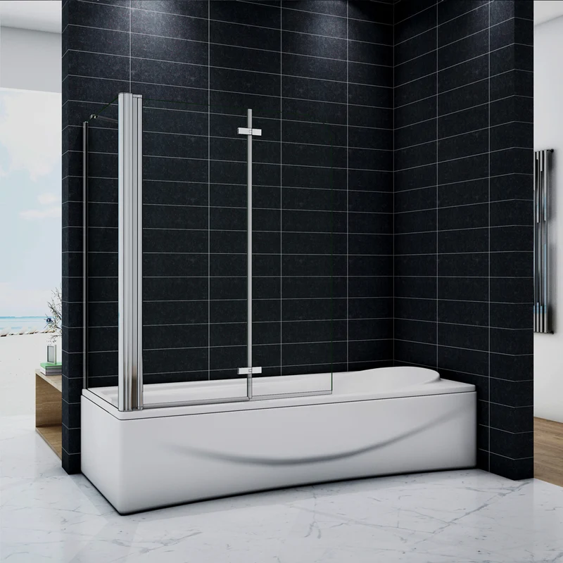 Pare-baignoire 90-110 x140cm et une paroi fixée 70-90 x140cm Océan écran de baignoire 6mm verre anticalcaire
