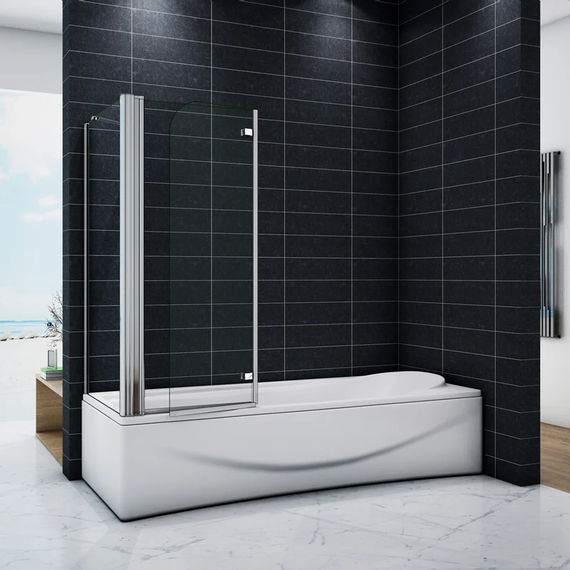 Pare-baignoire 90-110 x140cm et une paroi fixée 70-90 x140cm Océan écran de baignoire 6mm verre anticalcaire