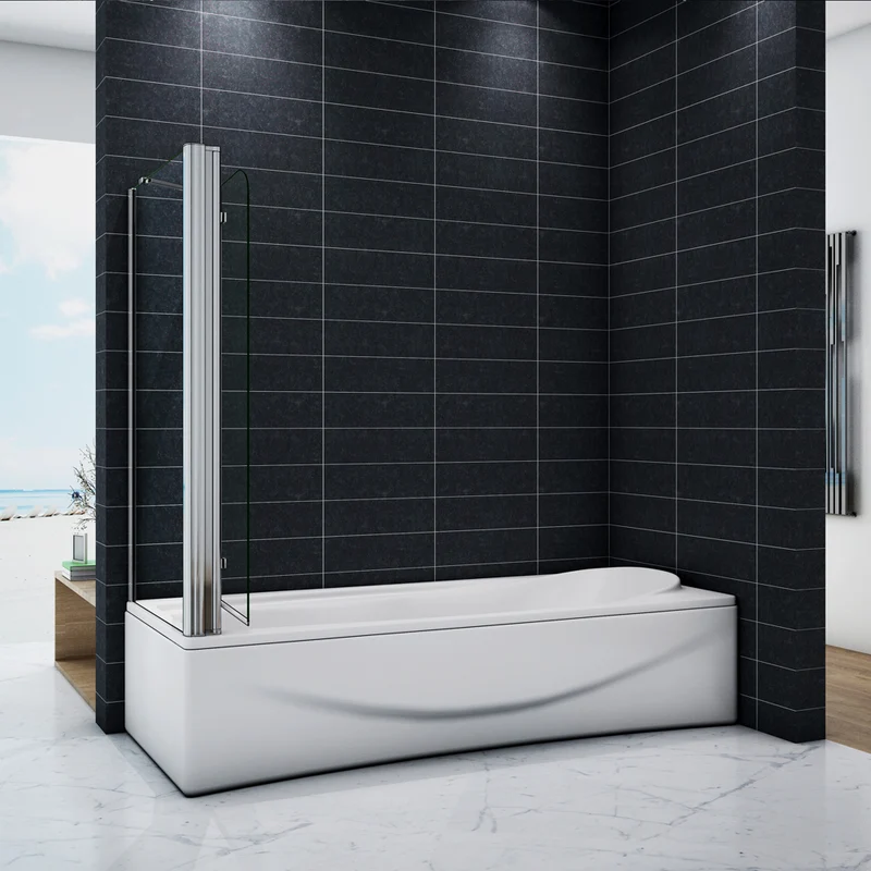 Pare-baignoire 90-110 x140cm et une paroi fixée 70-90 x140cm Océan écran de baignoire 6mm verre anticalcaire