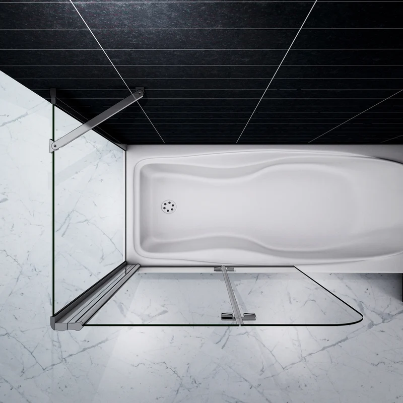 Pare-baignoire 90-110 x140cm et une paroi fixée 70-90 x140cm Océan écran de baignoire 6mm verre anticalcaire