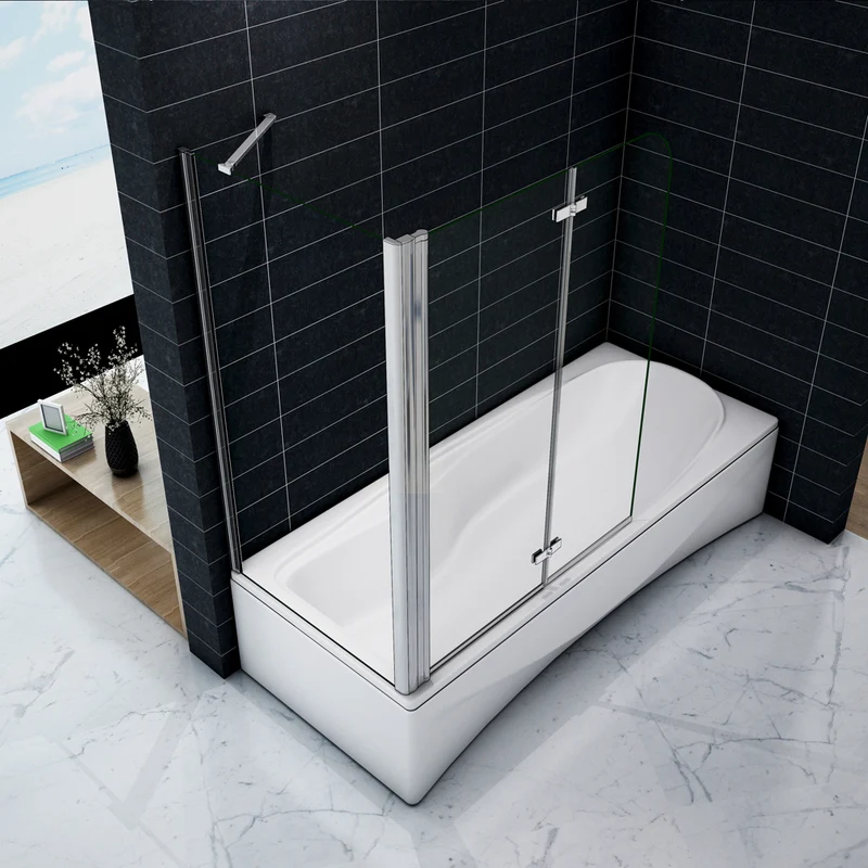 Pare-baignoire 90-110 x140cm et une paroi fixée 70-90 x140cm Océan écran de baignoire 6mm verre anticalcaire
