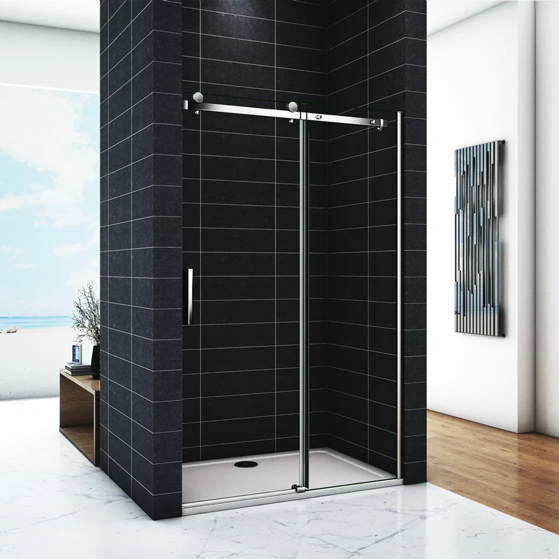 Océan Porte de douche 100 / 110 / 120 / 130 / 140 / 150 / 160x195cm en 8mm verre anticalcaire modèle de Bara