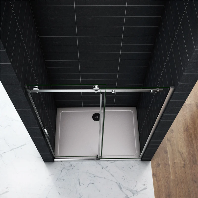 Océan Porte de douche 100 / 110 / 120 / 130 / 140 / 150 / 160x195cm en 8mm verre anticalcaire modèle de Bara