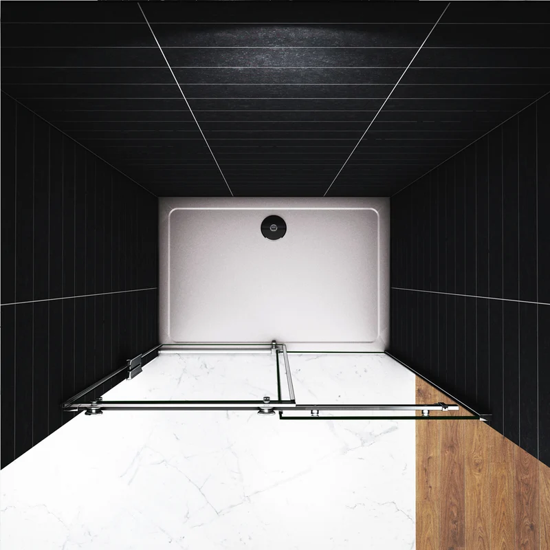 Océan Porte de douche 100 / 110 / 120 / 130 / 140 / 150 / 160x195cm en 8mm verre anticalcaire modèle de Bara