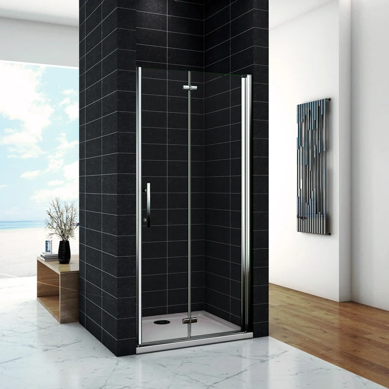 Porte de douche pivotante et pliante 195cm en 6mm verre anticalcaire insinstallation en niche modèle de Liten