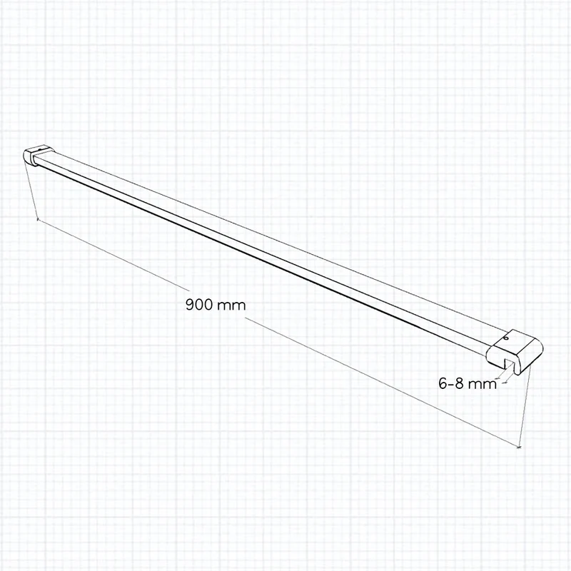Paroi de douche en 8mm verre avec vitrification nano(anticalcaire) livré avec une barre standard 90cm