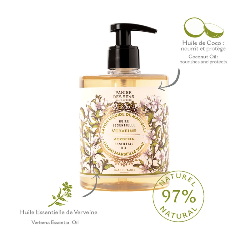 Savon de Marseille liquide - Huile Essentielle de Verveine 500ml