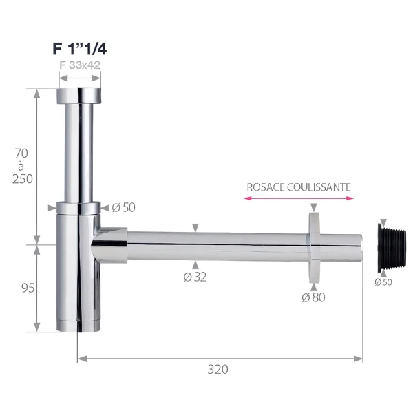 Siphon de lavabo réglable en hauteur