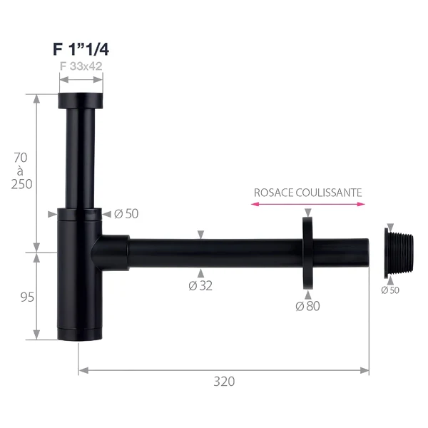 Siphon de lavabo réglable en hauteur