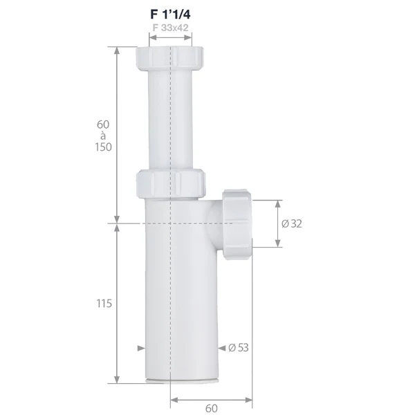 Siphon lavabo réglable