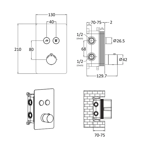 Mitigeur thermostatique douche encastrable SWITCHEA