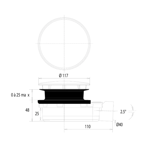 Bonde douche ultra plate diamètre 90