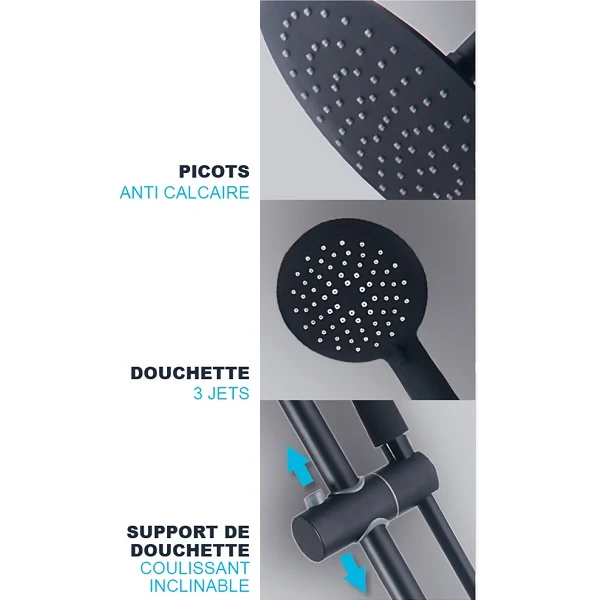 Colonne de Douche Noire DERVENN