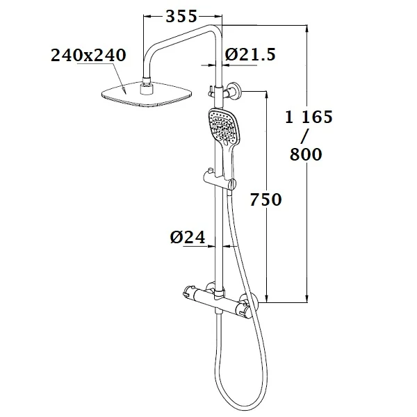 Colonne de Douche Thermostatique Noire BERENS