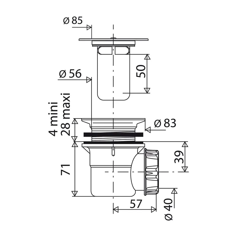 Bonde de douche NF diamètre 60