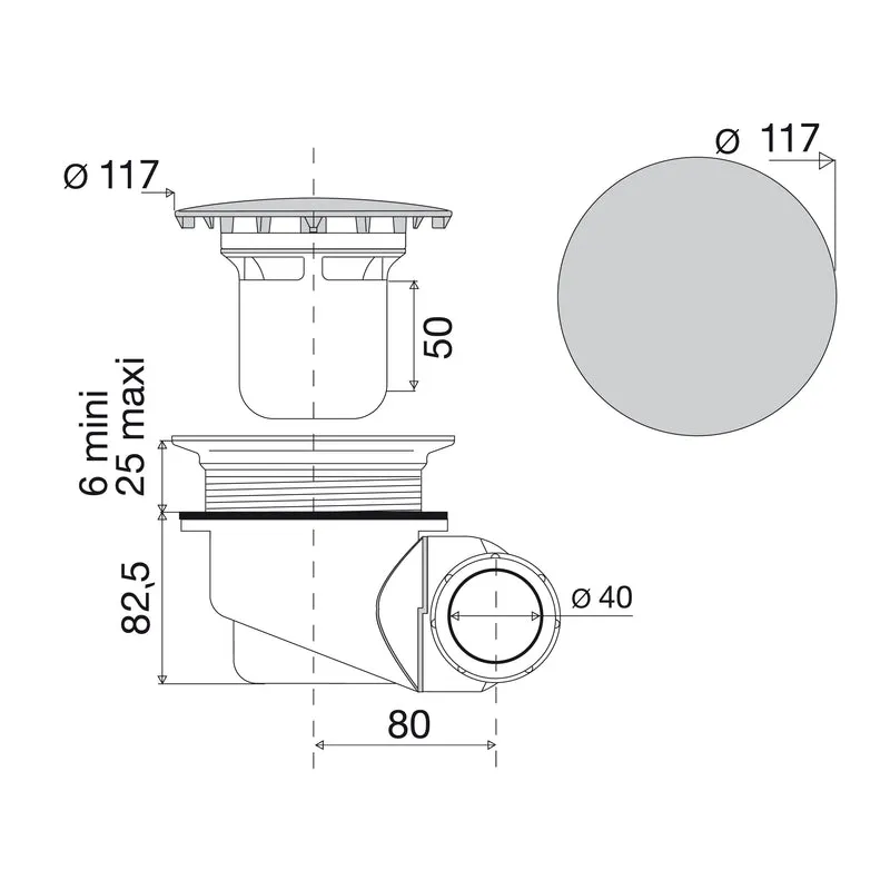 Bonde NF de receveur douche goulue diamètre 90