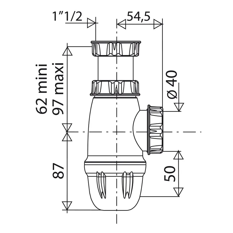 Siphon évier NF diamètre 40
