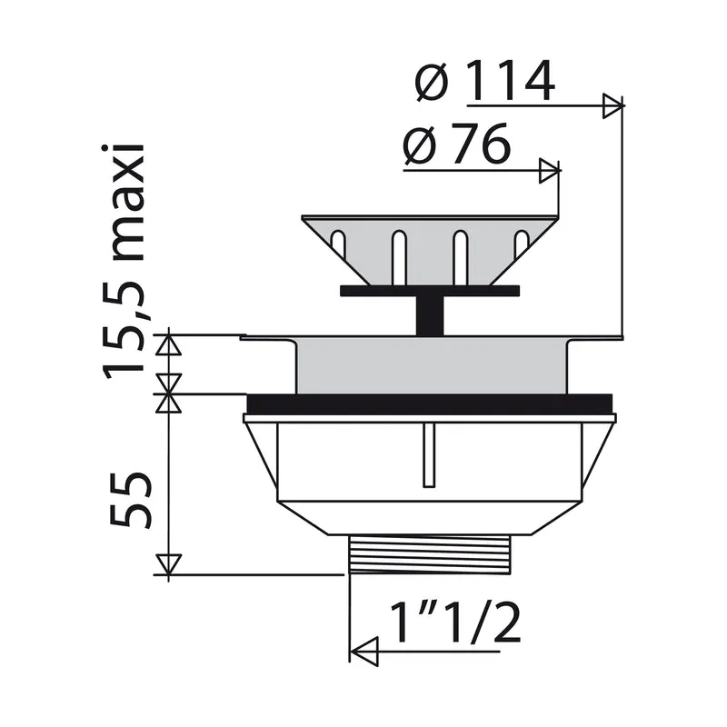 Bonde évier avec grille diamètre 90
