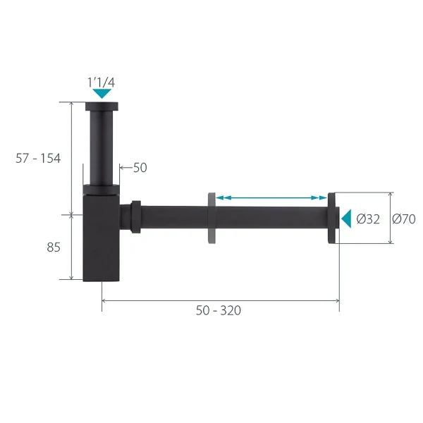 Siphon de lavabo carré en laiton